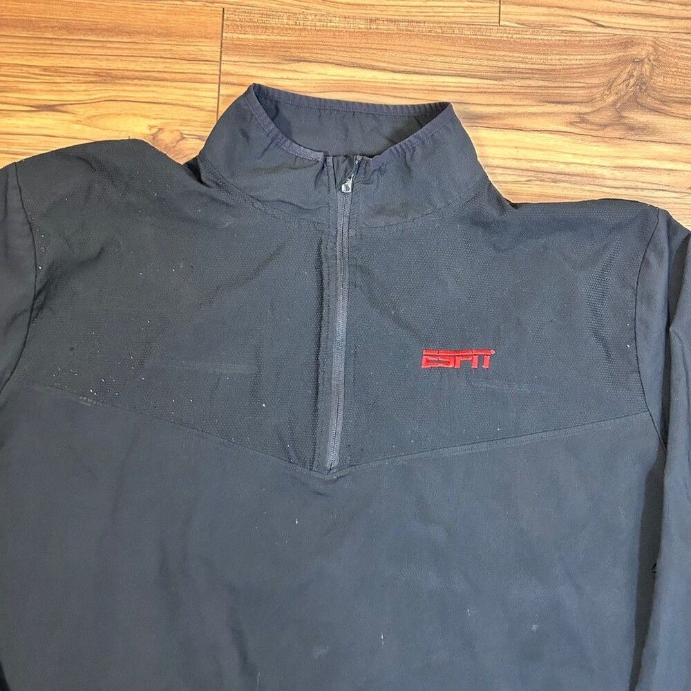 Russell Athletic ESPN Quarter Zip Pullover Jacket Mens XXL Black Windbreaker - Picture 2 of 6